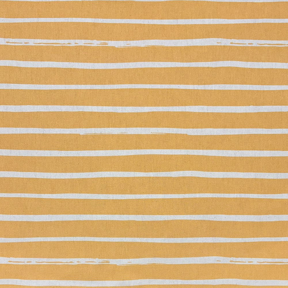 Ochre striped upholstery fabric with a warm, golden hue, bringing a rich and inviting feel to soft furnishings.