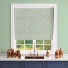 Garston Olive Blind — Roman blind made from Olive Garston curtain fabric with green chevron print