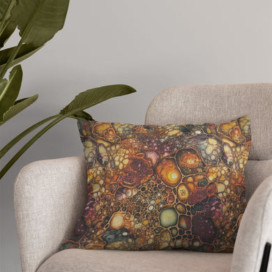 Flat fabric image of Gemstone Amber linen curtain fabric with rich ochre, rust and gold tones
