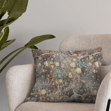 Abstract mineral-inspired pattern on Gemstone Mineral curtain fabric in subtle natural tones