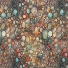 Flat image of Gemstone Opal linen curtain fabric in warm neutrals, pale peach, and turquoise