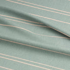 Close-up of Gravina Duck Egg striped curtain fabric, showcasing its textured weave and subtle stripes.