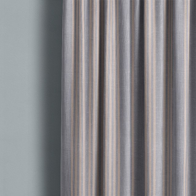 High-quality Hampton Stripe Cotton Curtain Fabric in Blue, a timeless and classic choice for any room