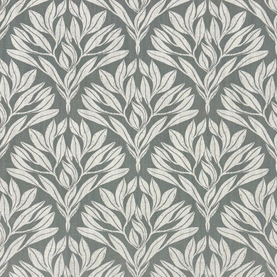 Harewood Leaf Linen curtain fabric in fennel green with elegant leaf pattern, perfect for soft furnishings.