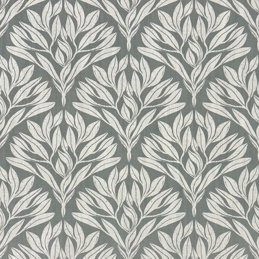 Harewood Leaf Linen curtain fabric in fennel green with elegant leaf pattern, perfect for soft furnishings.
