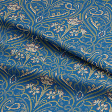 Close-up of Hathaway Linen Curtain Fabric - Blue showing its soft and durable material
