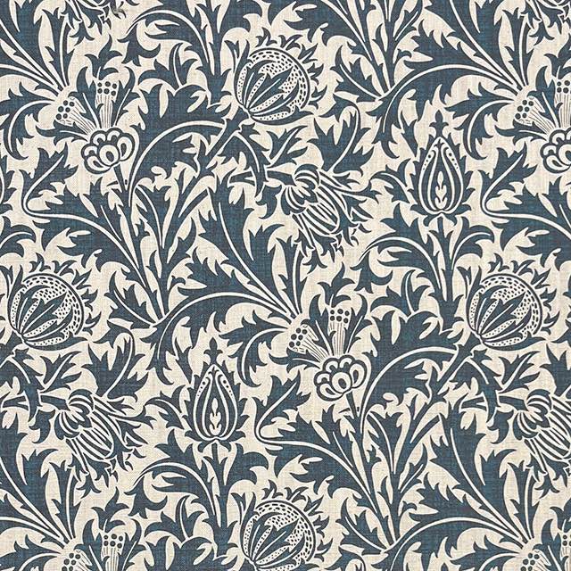 Heritage Vine Deep Teal - Leaf Vine Upholstery Fabric
