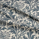 Heritage Vine Deep Teal - Leaf Vine Upholstery Fabric UK