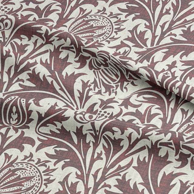 Heritage Vine Oxblood - Leaf Vine Furnishing Fabric