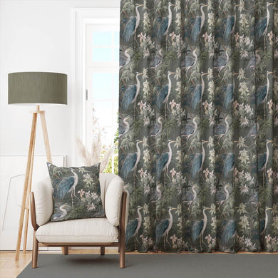 Heron Garden - Bird Patterned Printed Curtain Fabric