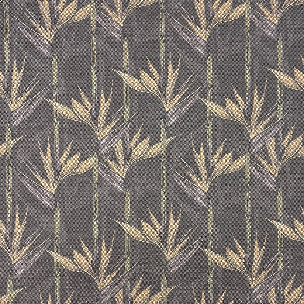 Holywell Leaf Charcoal upholstery fabric – dark grey leaf pattern close-up