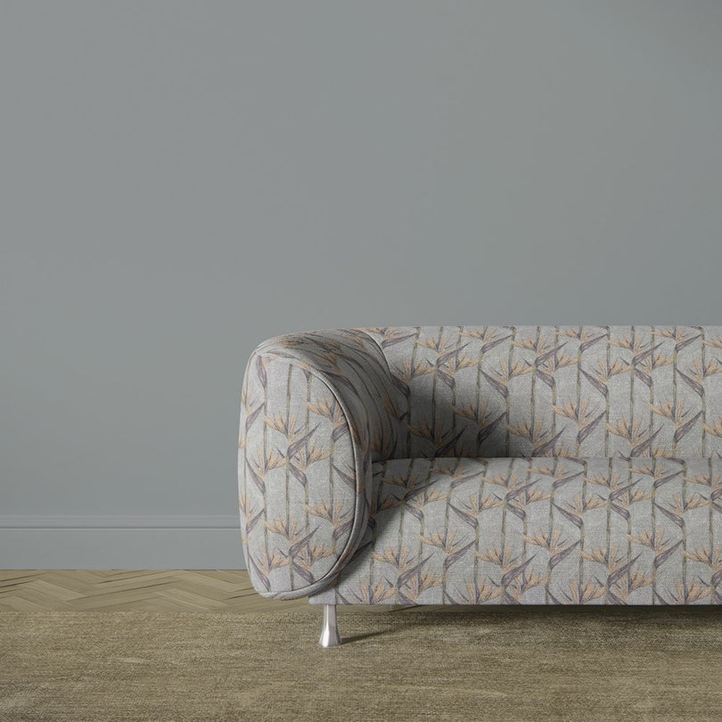 Holywell Leaf Duck Egg fabric upholstered on sofa with soft leaf design