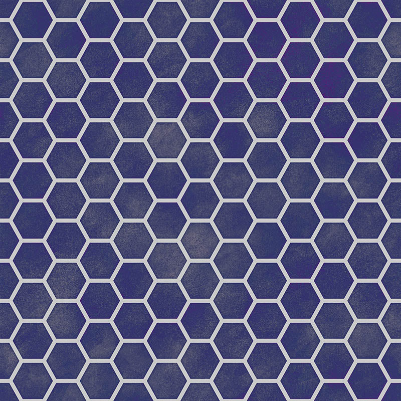 Navy honeycomb curtain fabric with a smart small-scale geometric design on polyester