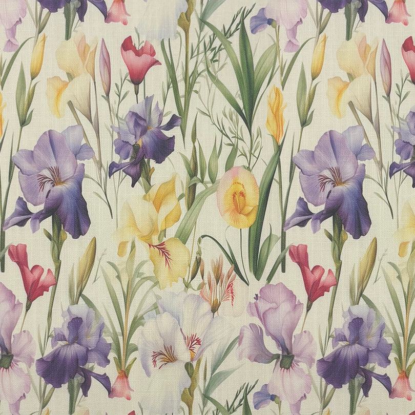 Purple Iris Curtain Fabric – floral design for curtains, blinds & cushions