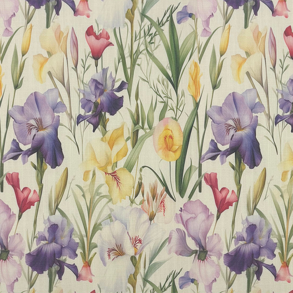 Purple Iris Curtain Fabric – floral design for curtains, blinds & cushions