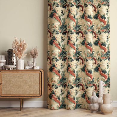  Close up of Kamakura Linen Curtain Fabric - Natural showcasing its high-quality linen texture 