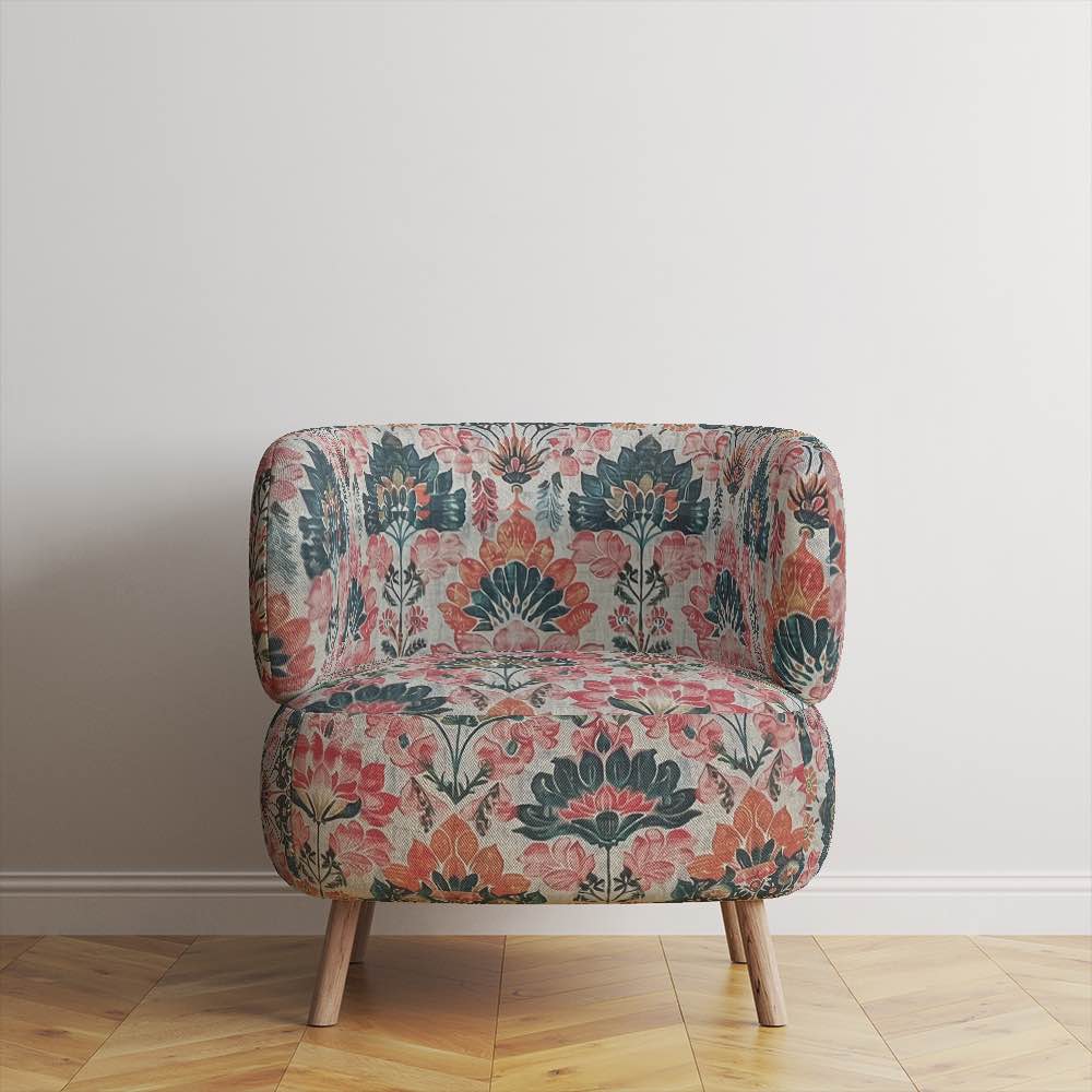 Karishma Multi - Indian Block Print Floral Upholstery Fabric