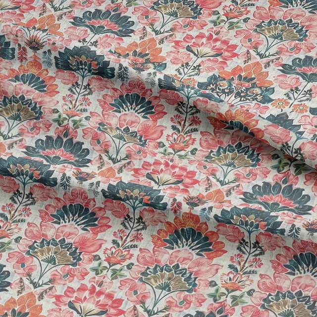 Karishma Multi - Indian Block Print Floral Fabric For Sale