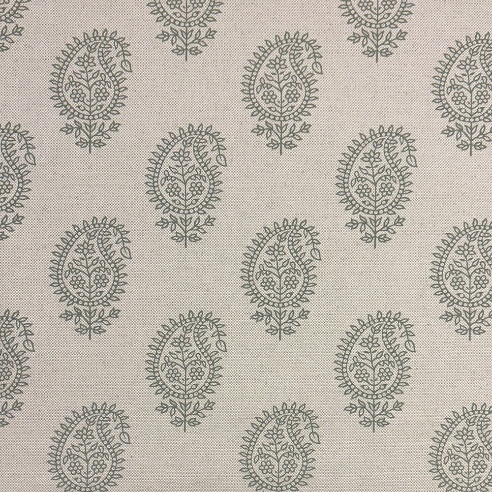 Kaveri Paisley Fennel upholstery fabric close-up, a printed paisley fabric ideal for sofas and chairs
