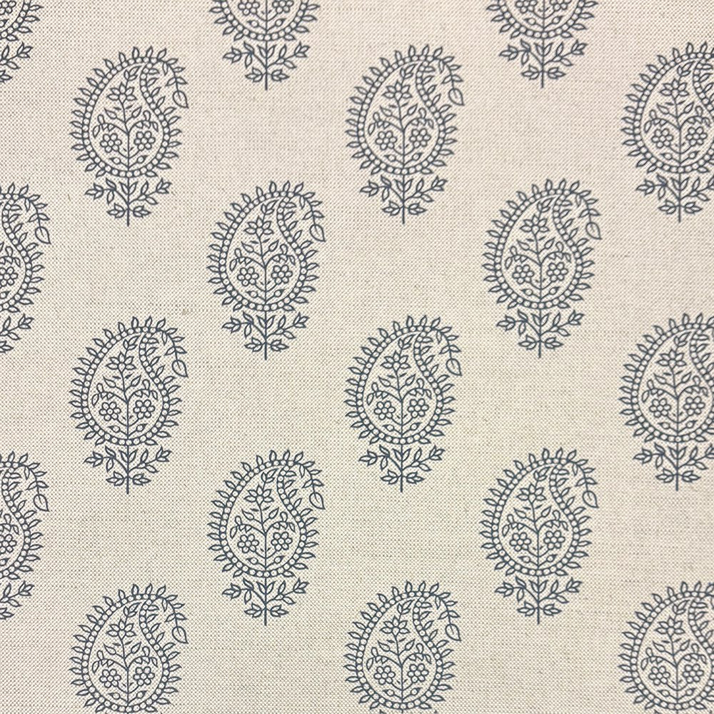 Kaveri Paisley Navy upholstery fabric flat sample, a high-quality printed fabric for sofas and armchairs