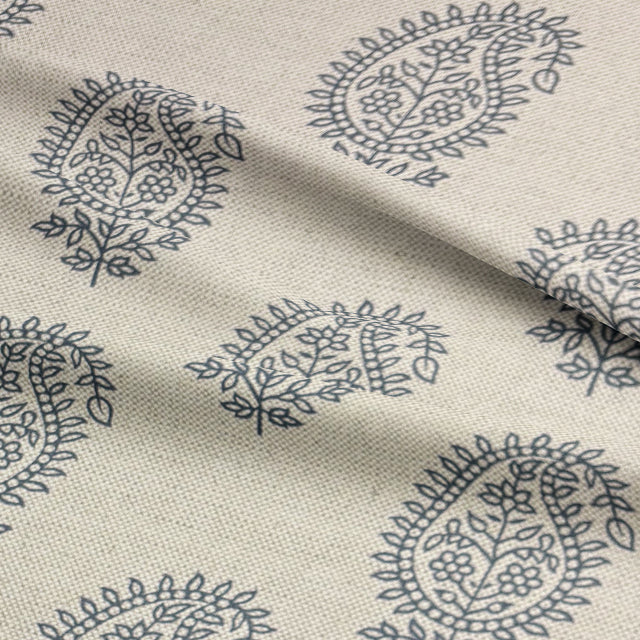 Kaveri Paisley Navy printed upholstery fabric with an intricate paisley pattern, ideal for stylish home décor