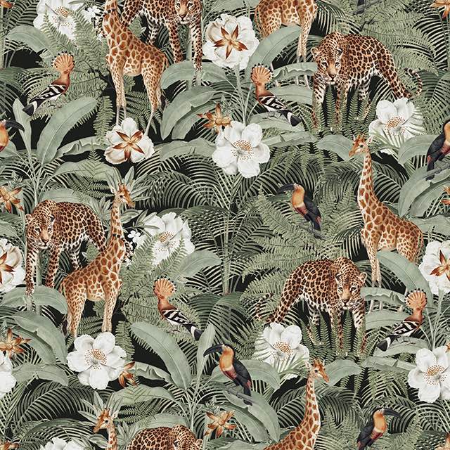 Kenya Black - Printed Linen Curtain Fabric