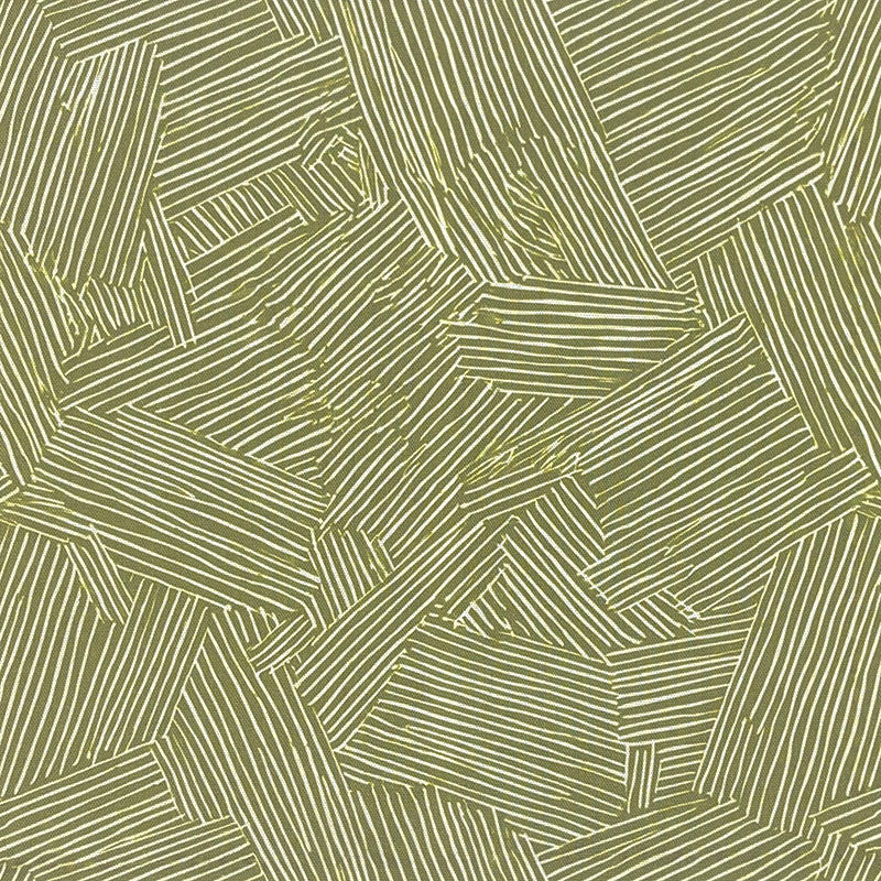 Laguna Lime cotton curtain fabric – flat swatch showing green-yellow linework