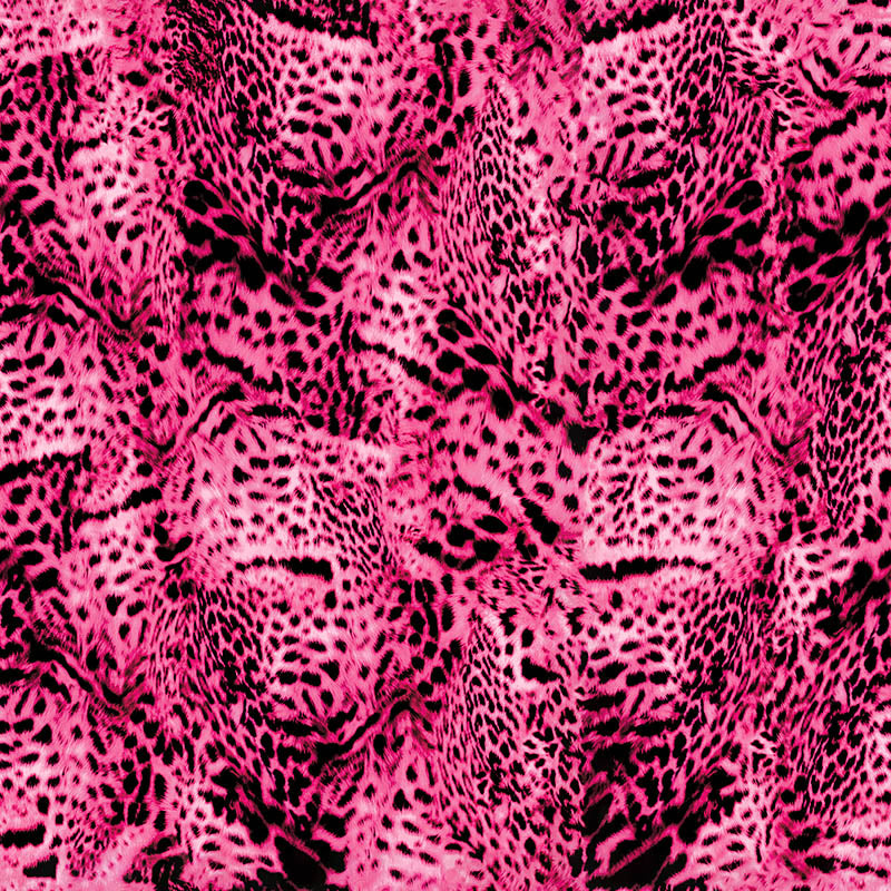Pink leopard print Crib 5 velvet fabric with vivid fuchsia and black animal markings