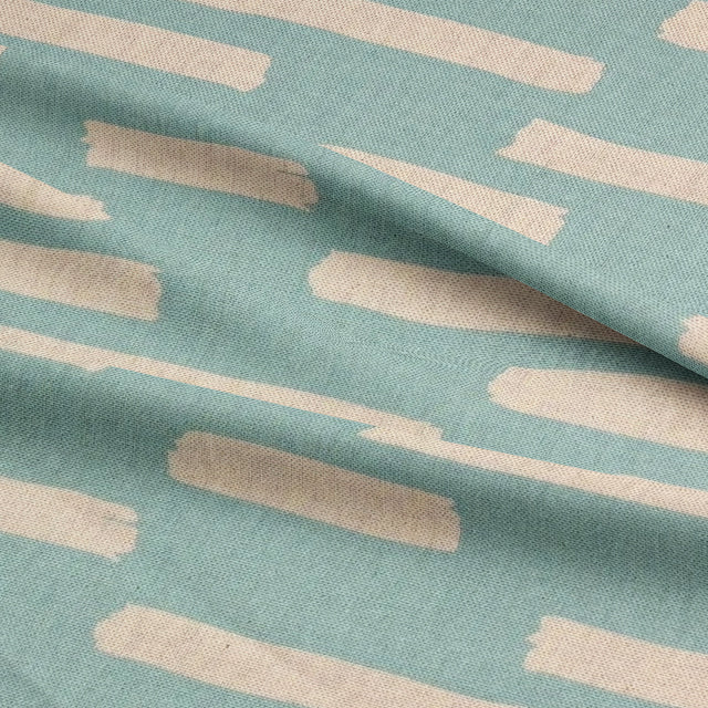 Duck Egg Liri fabric for curtains, offering a soft and muted shade with a modern print.