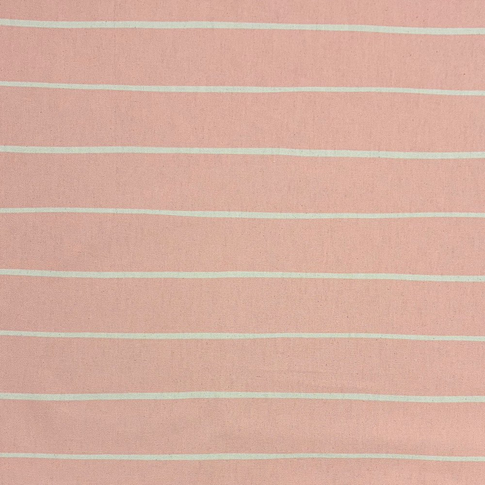 Blush striped upholstery fabric with a warm pastel tone, perfect for soft and inviting furniture pieces.