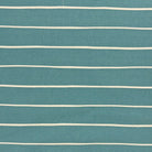 Teal striped upholstery fabric with a deep, rich hue, adding a contemporary and bold statement to furniture.