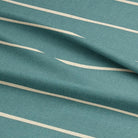 Close-up of Loire teal striped upholstery fabric, showcasing its premium woven texture and crisp stripe detail.