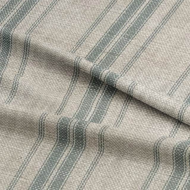 Long Island Stripe Fabric: Blue and white striped upholstery fabric for coastal home decor