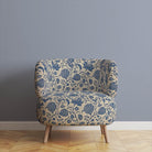 Madhya Blue - Floral Crewel Upholstery Fabric For Chairs