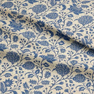 Madhya Blue - Floral Crewel Upholstery Fabric For Sale