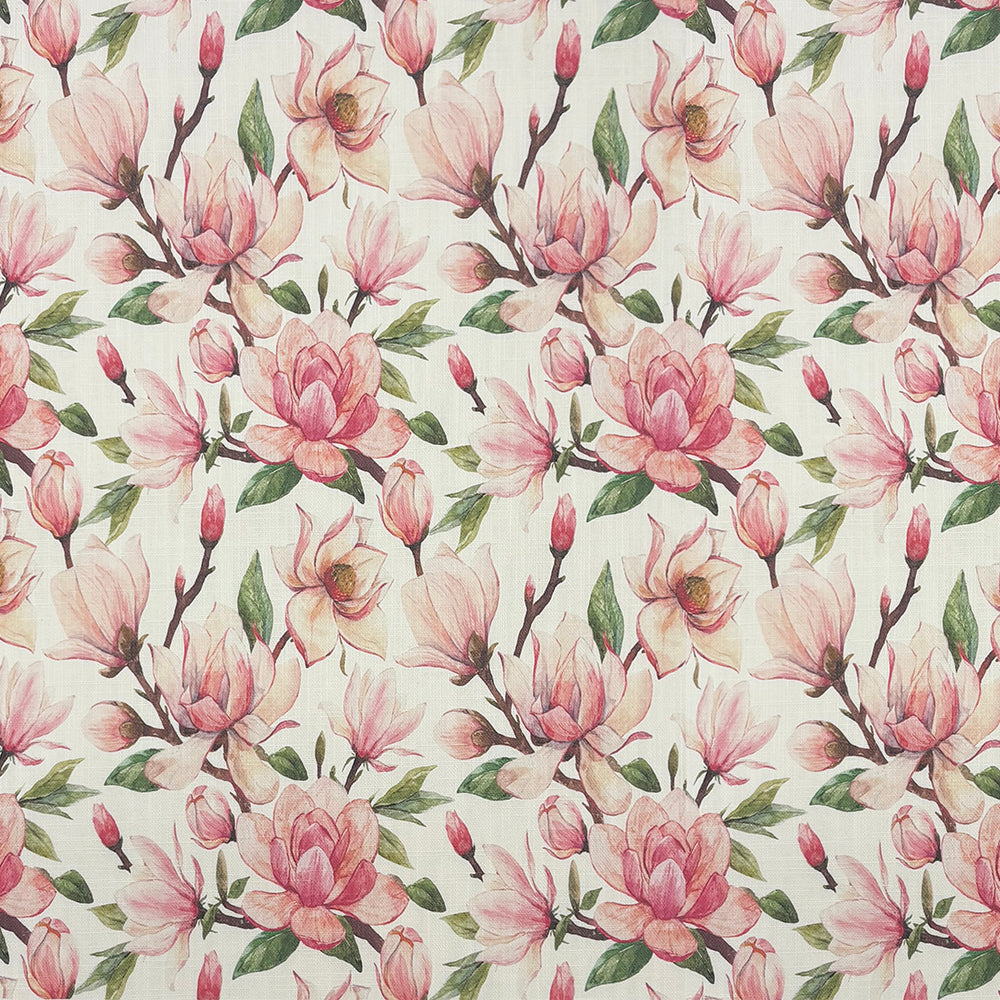 Magnolia Floral Linen Curtain Fabric Pink – linen union basecloth