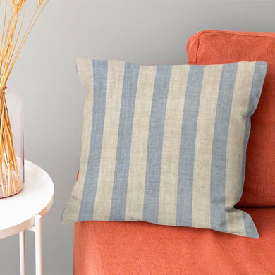 Maine Stripe Fabric in Ice Blue and White for Serene Home Decor