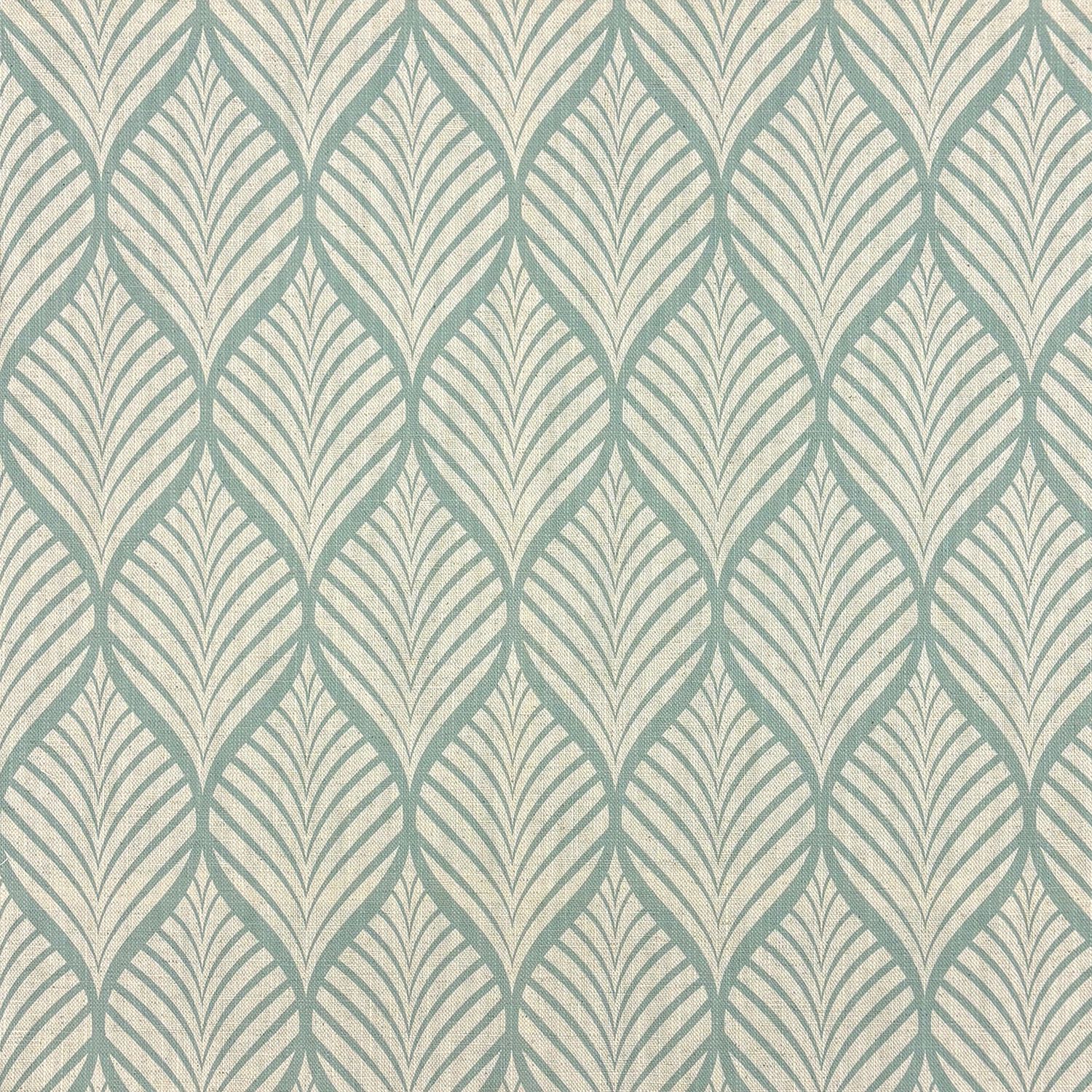 Marlow Linen Curtain Fabric in Duck Egg on Natural – flat lay detail