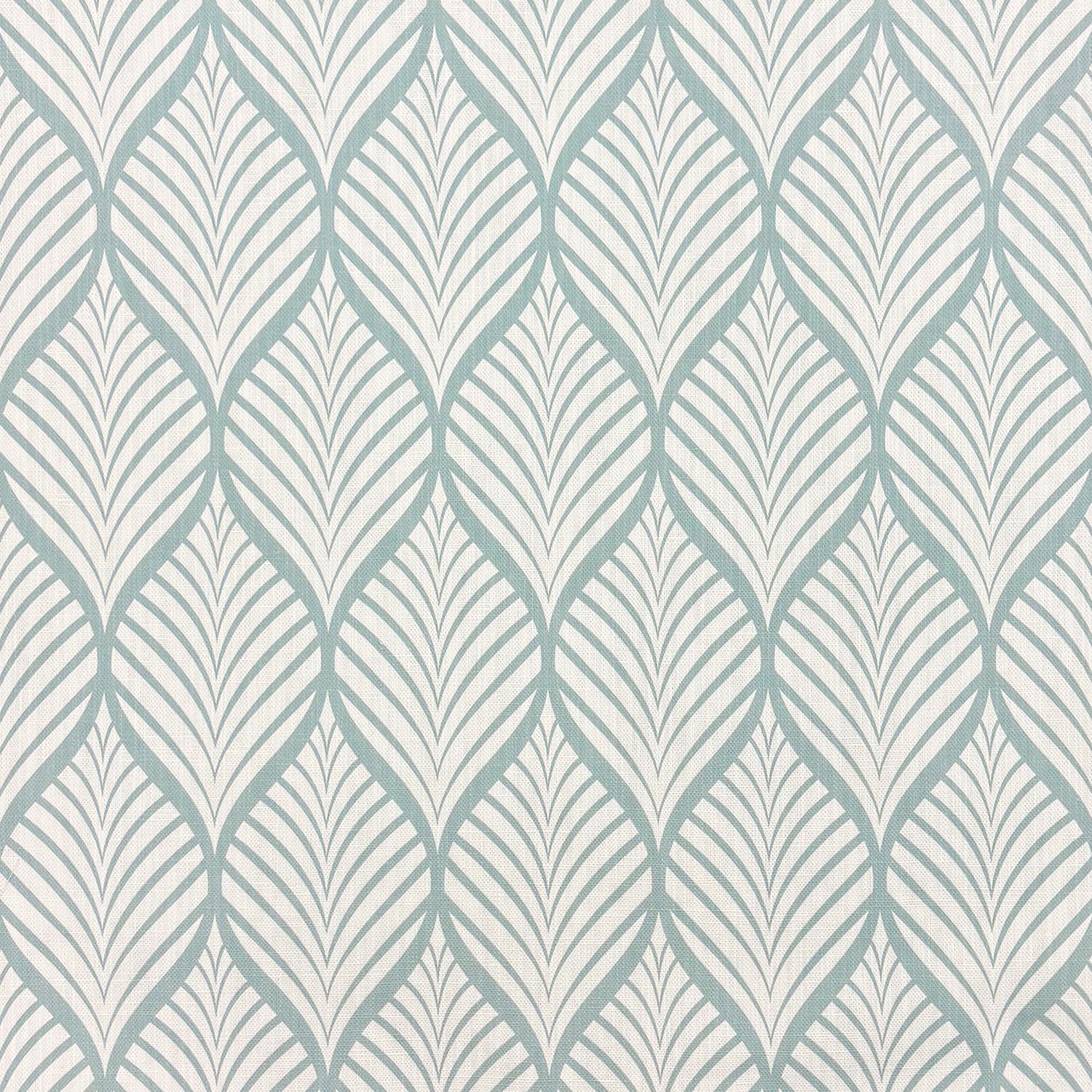 Marlow Linen Curtain Fabric in Duck Egg on White – flat lay detail