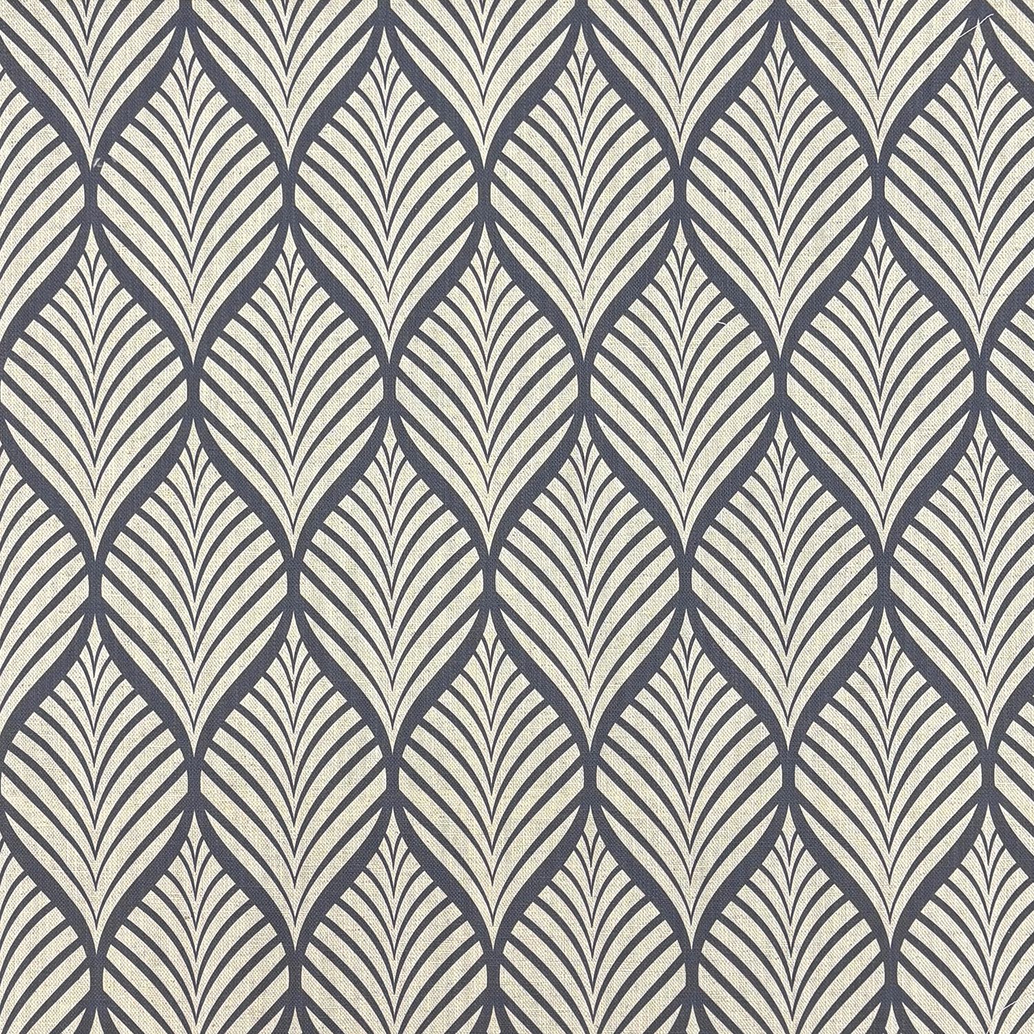 Marlow Linen Curtain Fabric in Navy on Natural – flat lay detail