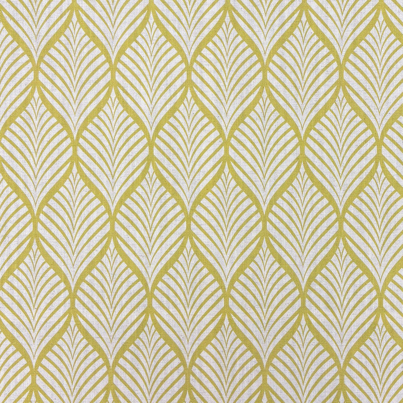 Marlow Linen Curtain Fabric in Ochre on Natural – flat lay detail