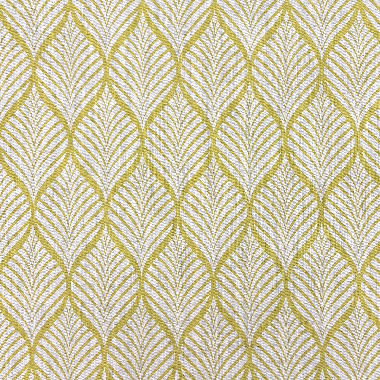 Marlow Linen Curtain Fabric in Ochre on Natural – flat lay detail