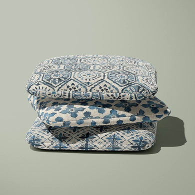 Marrakesh Aegean - Printed Linen Curtain Fabric UK