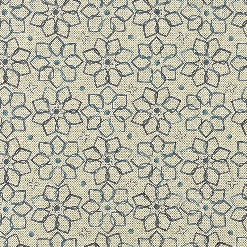 Martil Aegean blue geometric upholstery fabric flat image, Mediterranean patterned fabric by the metre for chairs and curtains