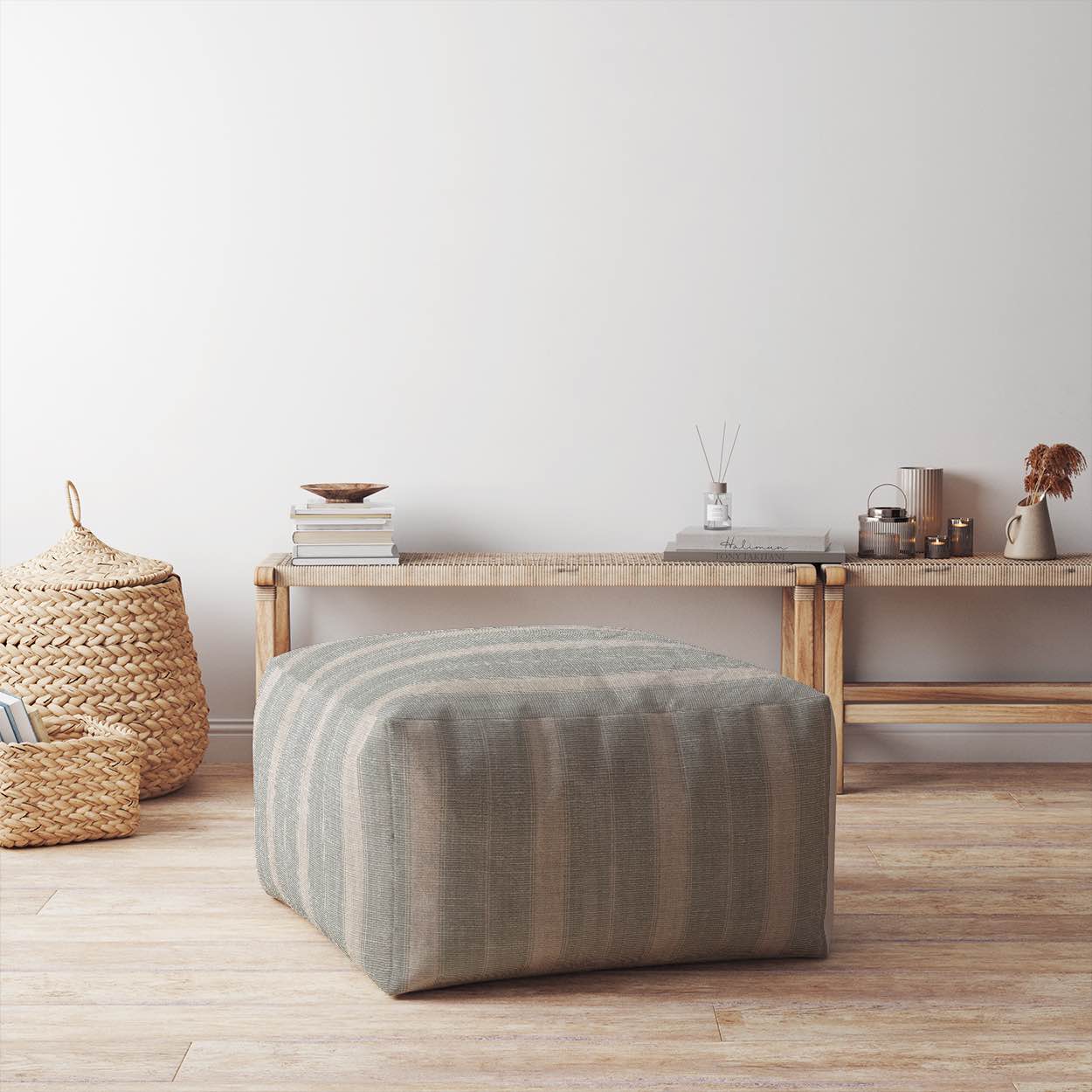 Classic Montauk Stripe Upholstery Fabric in Warm Brown and Cream for Traditional Armchairs