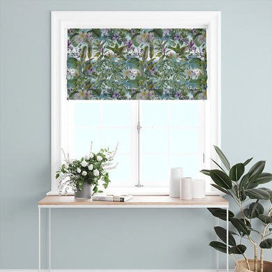 Musa Linen Curtain Fabric in Azure, hanging beautifully and creating a serene and inviting atmosphere in the room