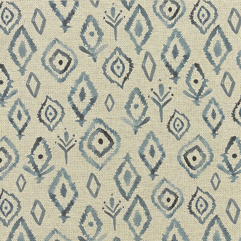 Nador Aegean blue geometric upholstery fabric flat image, Mediterranean patterned fabric by the metre for chairs and curtains