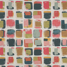 Multicoloured cotton fabric with abstract squares in a bold palette for curtains.