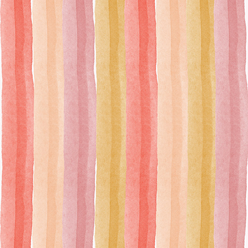 Ohio Stripe striped velvet curtain fabric in coral and warm pastel hues – painterly stripe velvet fabric