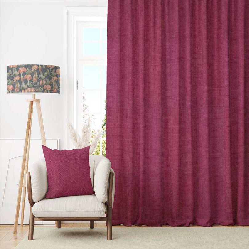 Panton Garnet Rose - Pink Plain Linen Curtain Fabric